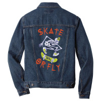 Trending Skate Or Fly Skeleton Skateboarder-1vb4w Men Denim Jacket | Artistshot