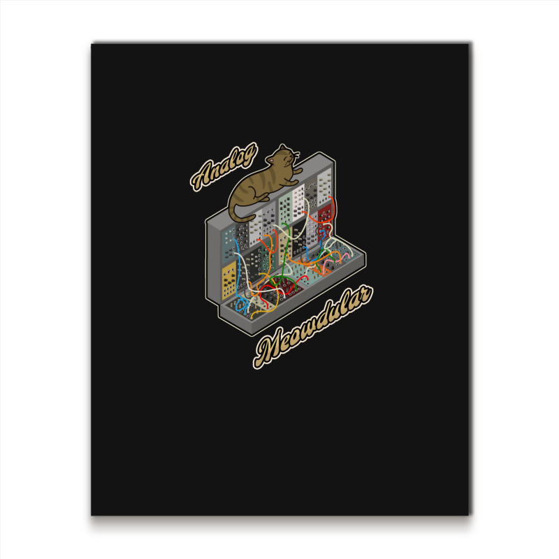 Cat On Analog Modular Synth Funny Synthesizer Metal Print Vertical | Artistshot