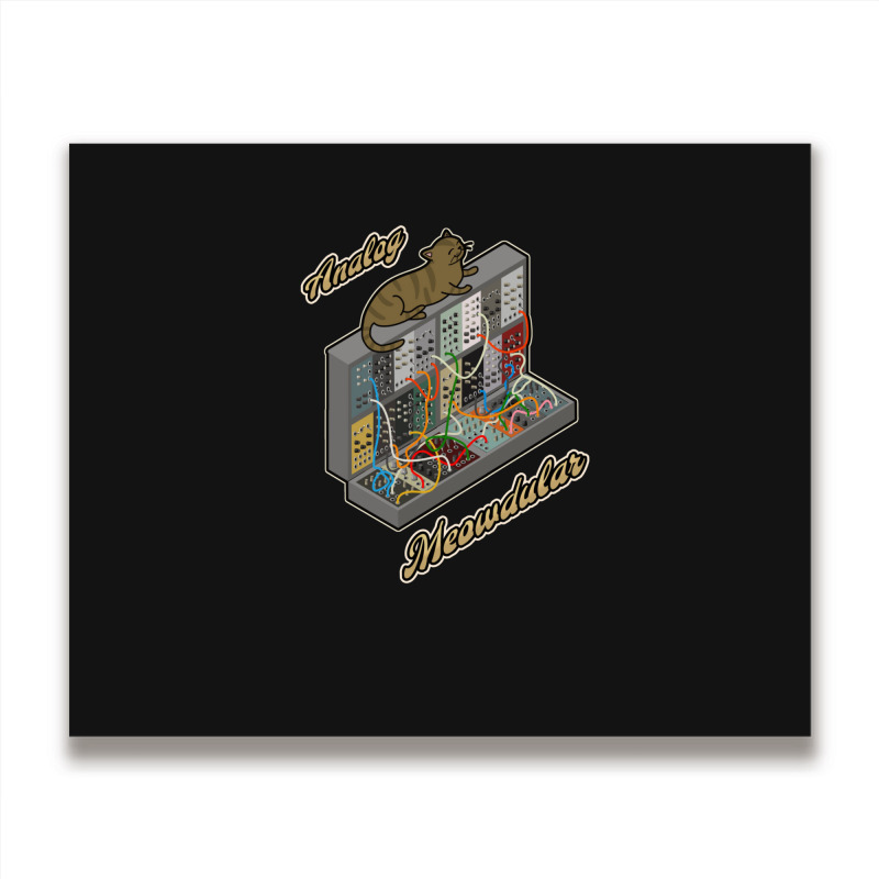 Cat On Analog Modular Synth Funny Synthesizer Metal Print Horizontal | Artistshot