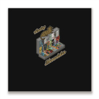 Cat On Analog Modular Synth Funny Synthesizer Metal Print Square | Artistshot