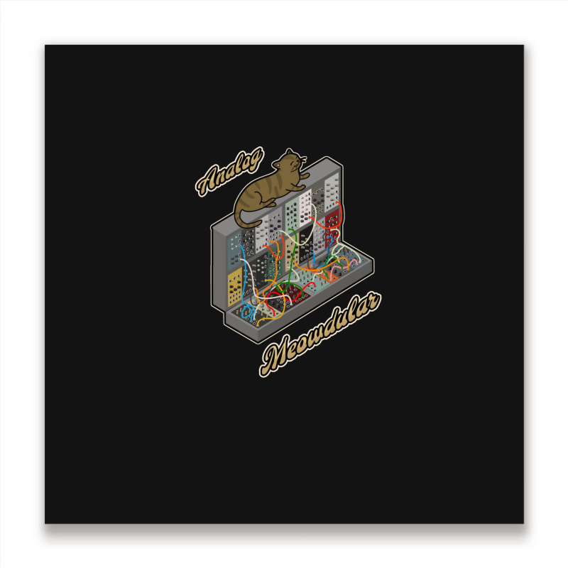 Cat On Analog Modular Synth Funny Synthesizer Metal Print Square | Artistshot