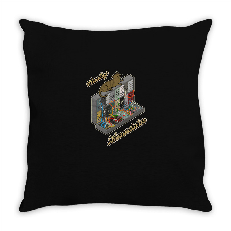 Cat On Analog Modular Synth Funny Synthesizer Throw Pillow | Artistshot