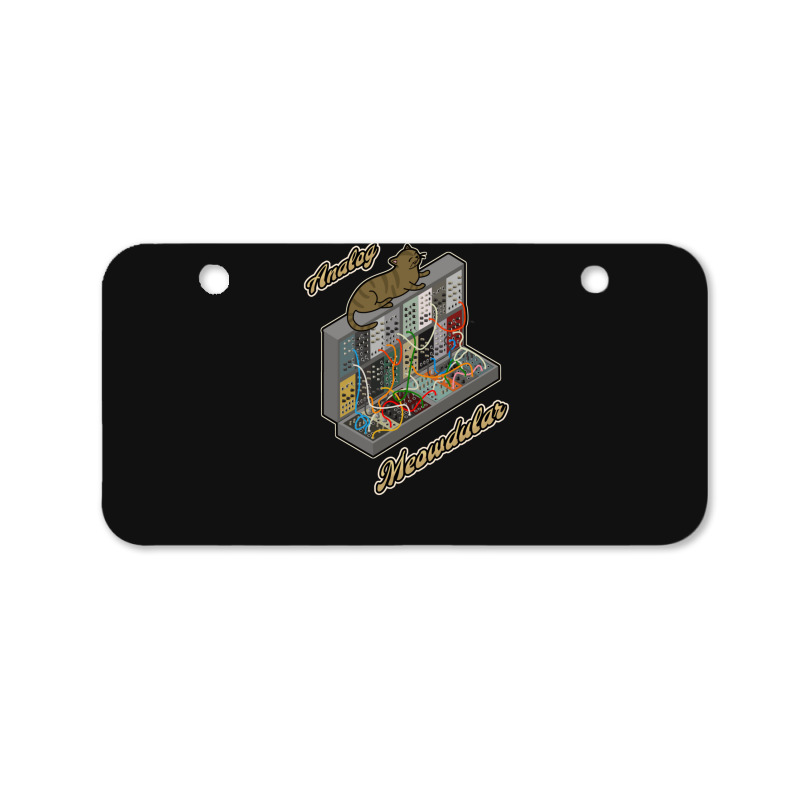 Cat On Analog Modular Synth Funny Synthesizer Bicycle License Plate | Artistshot