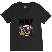 Milf Man I Love Felines Funny Cat Vintage V-neck Tee | Artistshot