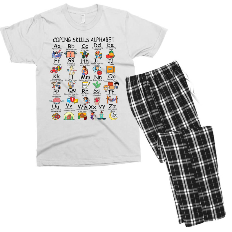 Coping Skills Alphabet Mental Health Awareness Counselor Men's T-shirt Pajama Set | Artistshot