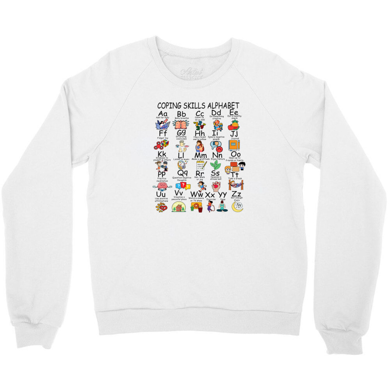 Coping Skills Alphabet Mental Health Awareness Counselor Crewneck Sweatshirt | Artistshot