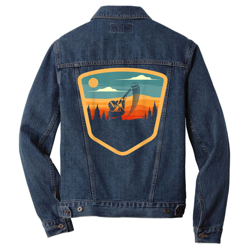 Retro Vintage Sporting Trap Clay Lover Skeet Clay Shooting T Shirt Men Denim Jacket | Artistshot