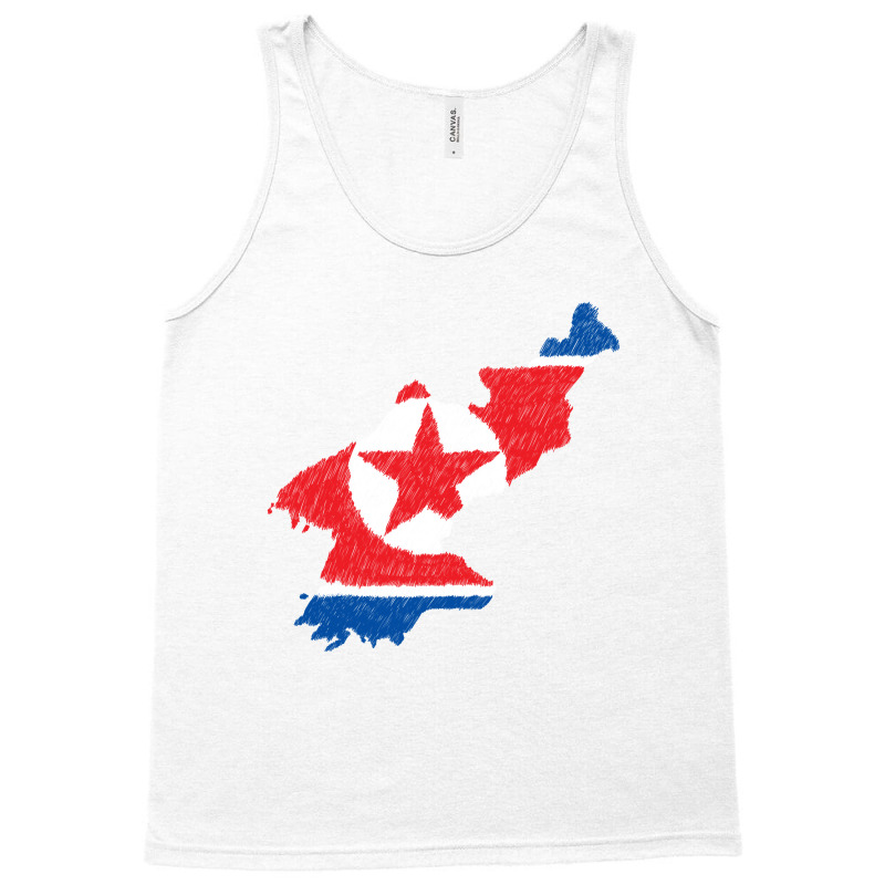 North Korea Map Flag Drawing Line Art Tank Top | Artistshot