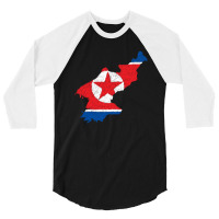 North Korea Map Flag Drawing Line Art 3/4 Sleeve Shirt | Artistshot