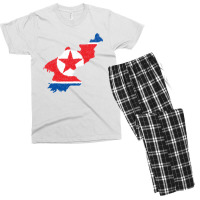 North Korea Map Flag Drawing Line Art Men's T-shirt Pajama Set | Artistshot