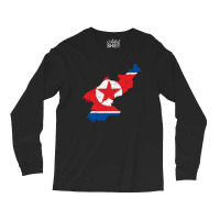 North Korea Map Flag Drawing Line Art Long Sleeve Shirts | Artistshot