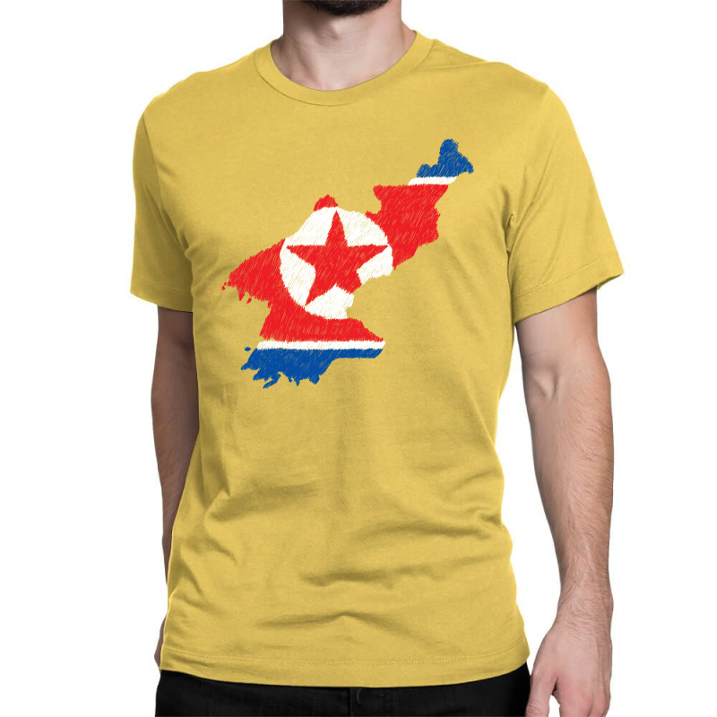 North Korea Map Flag Drawing Line Art Classic T-shirt | Artistshot