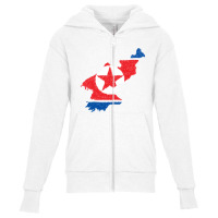 North Korea Map Flag Drawing Line Art Youth Zipper Hoodie | Artistshot