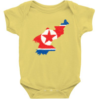 North Korea Map Flag Drawing Line Art Baby Bodysuit | Artistshot