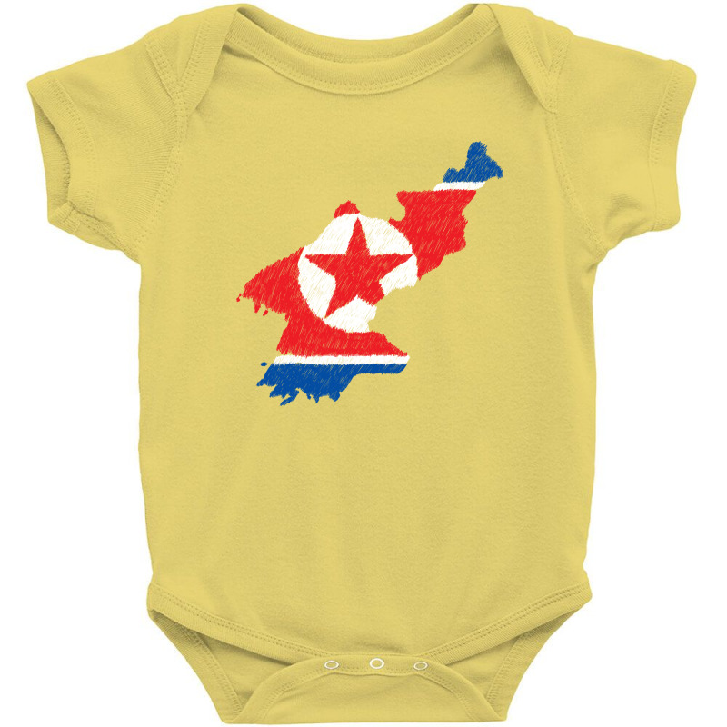 North Korea Map Flag Drawing Line Art Baby Bodysuit | Artistshot