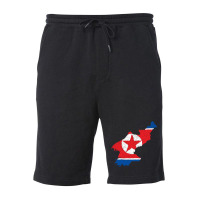 North Korea Map Flag Drawing Line Art Fleece Short | Artistshot