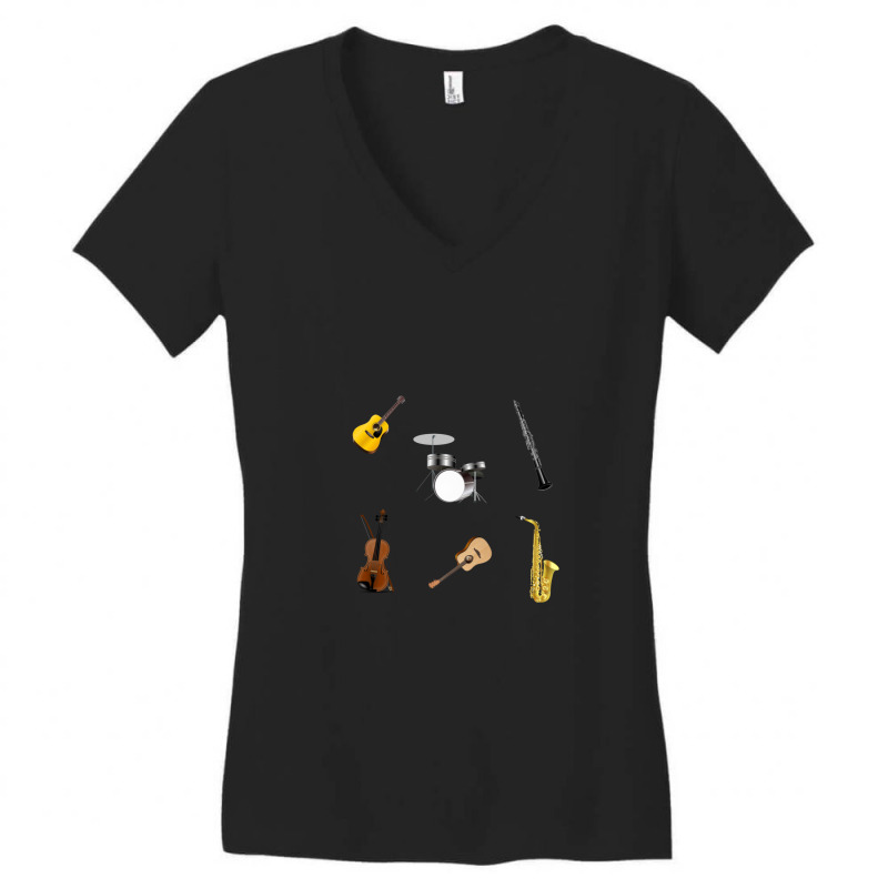 Cute Musical Instruments With Music Lovers Who's Life Fully Musical Women's V-Neck T-Shirt by ShannonMarieMore | Artistshot