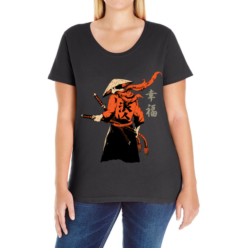 Samurai Japanese Warrior With Swords Catana Ladies Curvy T-Shirt by DanielLopezJacuinde | Artistshot