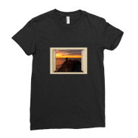 Dramatic Sunrise In Cabo Martinet Of Ibiza - Open Window Ladies Fitted T-shirt | Artistshot