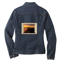 Dramatic Sunrise In Cabo Martinet Of Ibiza - Open Window Ladies Denim Jacket | Artistshot