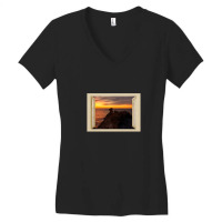 Dramatic Sunrise In Cabo Martinet Of Ibiza - Open Window Women's V-neck T-shirt | Artistshot