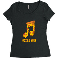 Pizza And Music Notes Musician Clef Italian Food Women's Triblend Scoop T-shirt | Artistshot