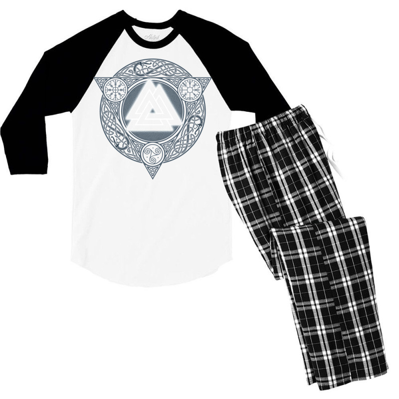 Valknut. Ice Flame. Men's 3/4 Sleeve Pajama Set | Artistshot