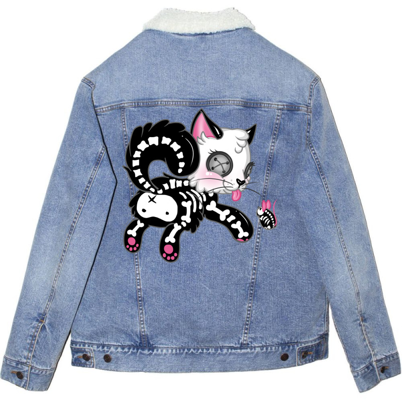 Skele Cat Unisex Sherpa-Lined Denim Jacket by thiloandel3 | Artistshot