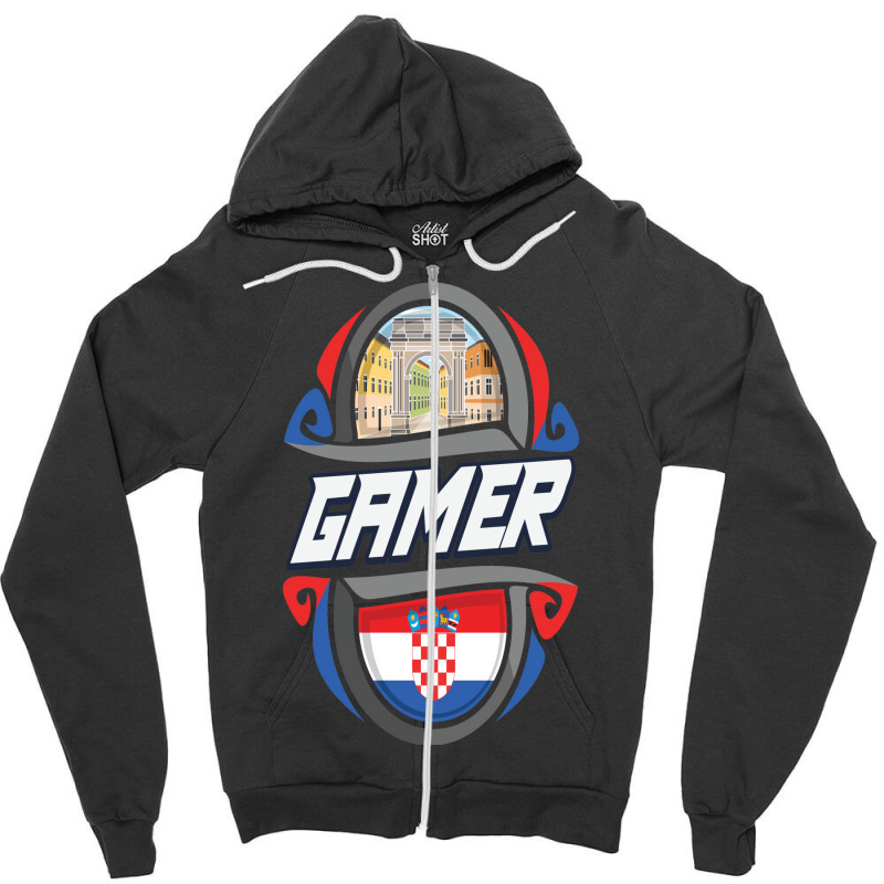 Croatia Gamer Croatian Zipper Hoodie by gotlhesiranir | Artistshot