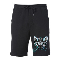 Day Of The Kitty Blue Fleece Short | Artistshot