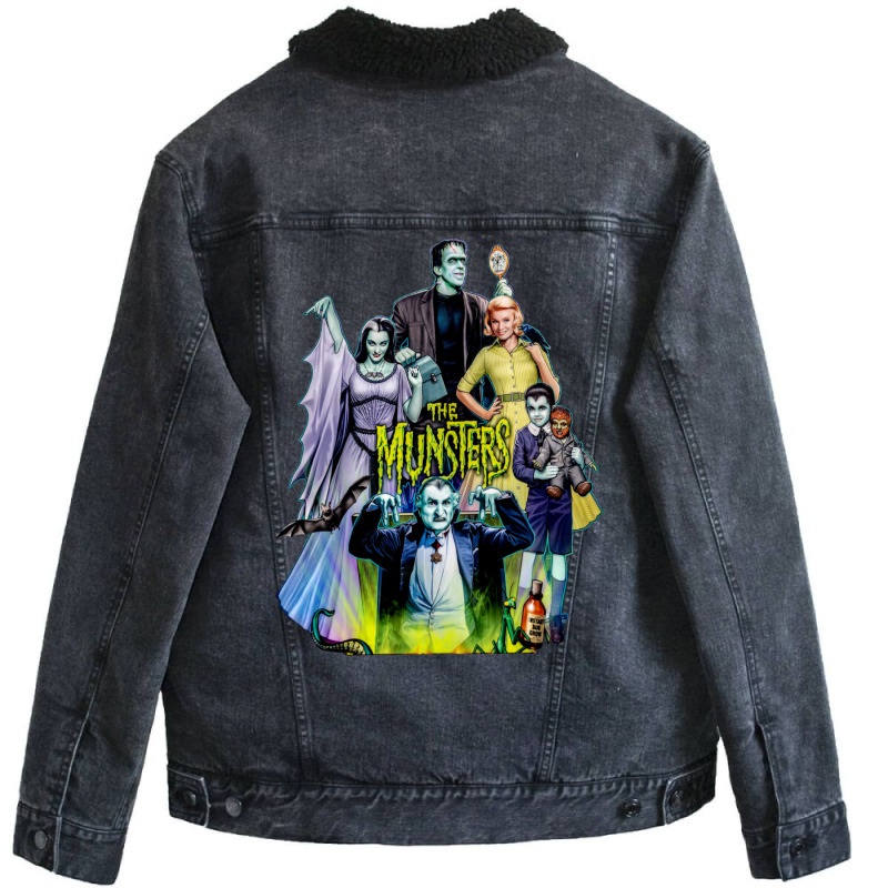 The Munsters Family Portrait Unisex Sherpa-Lined Denim Jacket by daiktumlinay | Artistshot