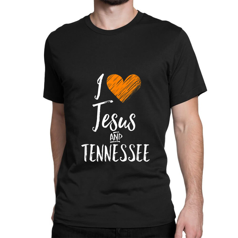 I Love Jesus And Tennessee Shirt Orange Heart Cute Fan Gift Classic T-shirt | Artistshot