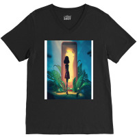 Young Girl Looks At The Magic Gate V-neck Tee | Artistshot