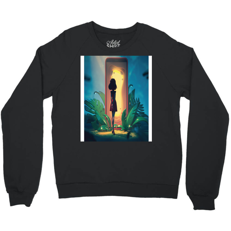 Young Girl Looks At The Magic Gate Crewneck Sweatshirt by thiloandel3 | Artistshot