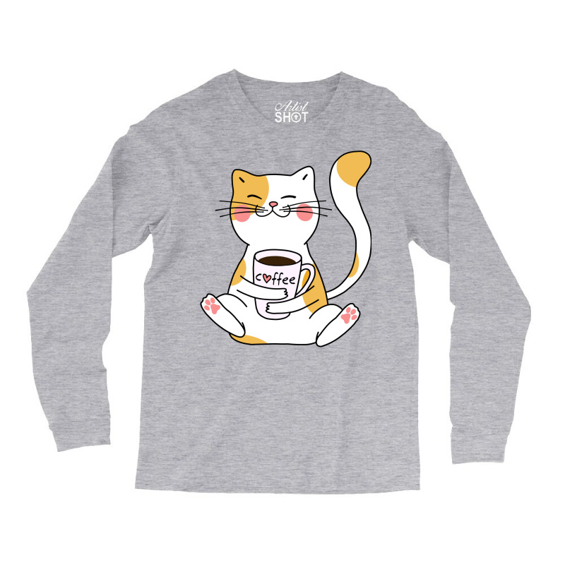 Cat And Coffee Long Sleeve Shirts | Artistshot