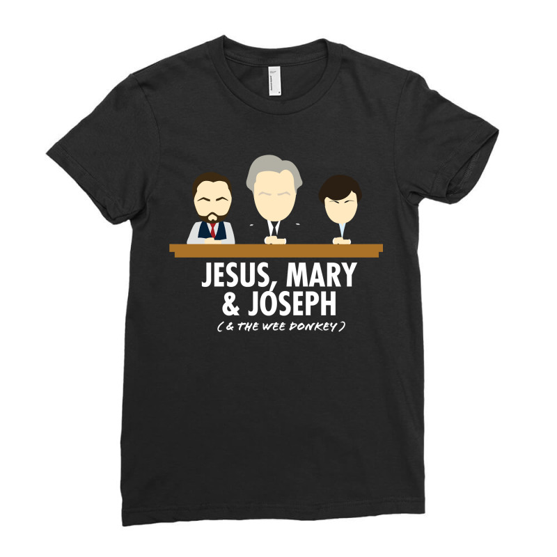 Jesus, Mary, Joseph & The Wee Donkey Ladies Fitted T-Shirt by SusanLynnHartmann | Artistshot