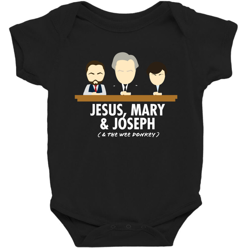 Jesus, Mary, Joseph & The Wee Donkey Baby Bodysuit by SusanLynnHartmann | Artistshot