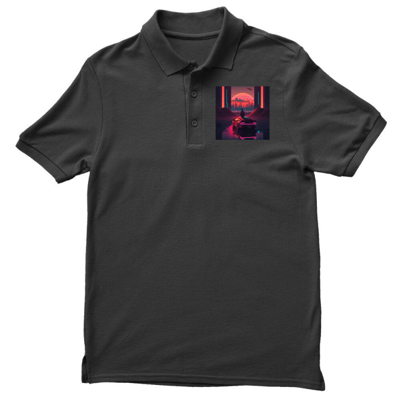 Car Retro Synthwave Men's Polo Shirt by Agus Creative | Artistshot