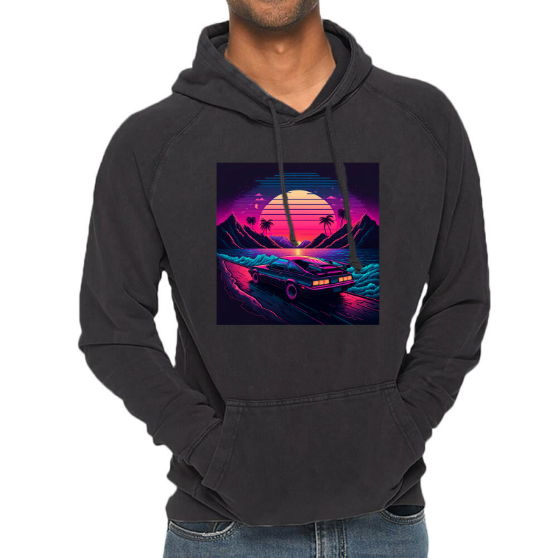 Car Retro Synthwave Vintage Hoodie by Agus Creative | Artistshot