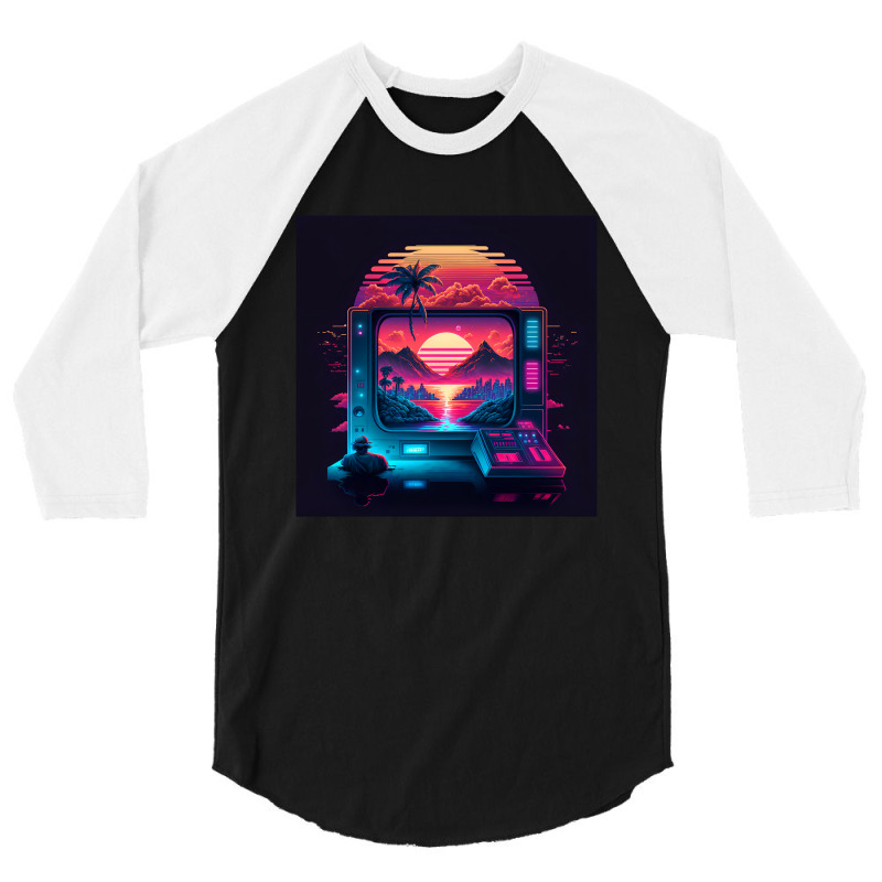 Gaming Retro Synthwave 3/4 Sleeve Shirt by Agus Creative | Artistshot