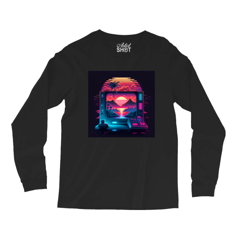 Gaming Retro Synthwave Long Sleeve Shirts by Agus Creative | Artistshot