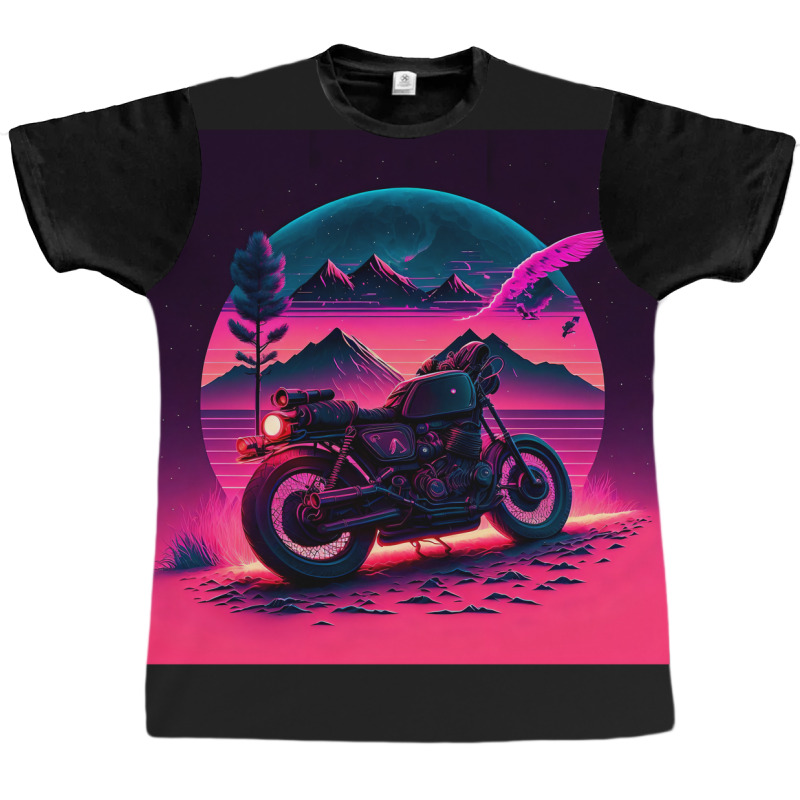 Motorcycle Retro Synthwave Graphic T-shirt by Agus Creative | Artistshot