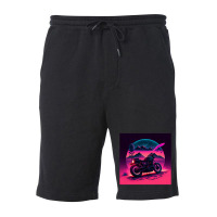 Motorcycle Retro Synthwave Fleece Short | Artistshot