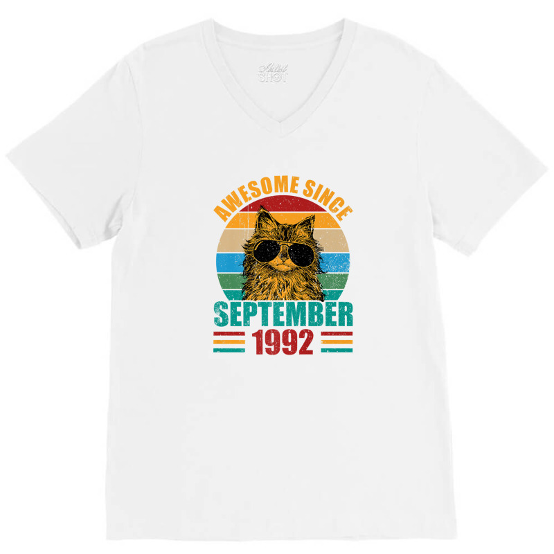 Awesome Since September 1992 30th Birthday 30 Years Old V-neck Tee | Artistshot