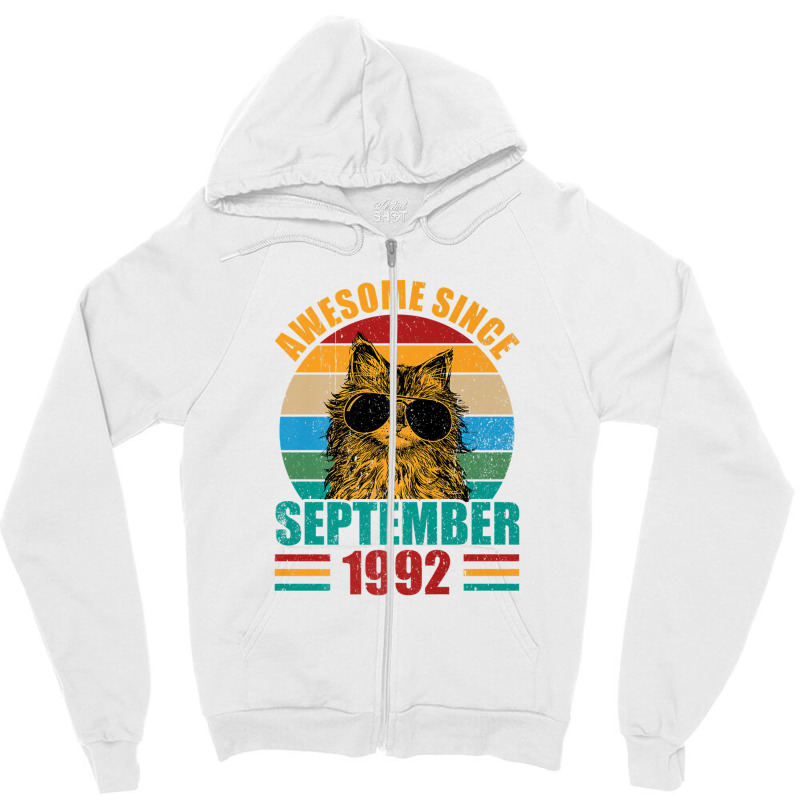 Awesome Since September 1992 30th Birthday 30 Years Old Zipper Hoodie | Artistshot