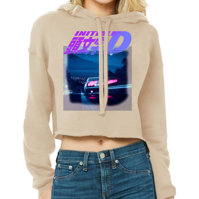 Initial D Neon Ae86 Cropped Hoodie by kalyanoybekz | Artistshot