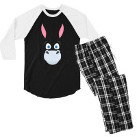 Cute Donkey Face Family Matching Group Donkeys Lover Squad Men's 3/4 Sleeve Pajama Set | Artistshot