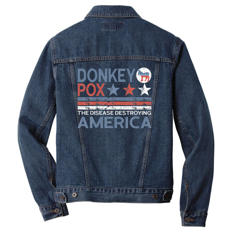 Donkey Pox The Disease Destroying America Funny Anti Biden Men Denim Jacket | Artistshot