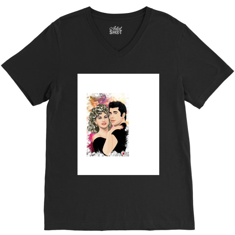 Tribute To Olivia Newtonjohn (and John Travolta) V-neck Tee | Artistshot