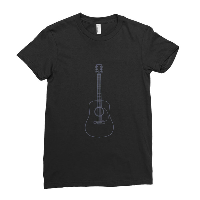 Dreadnought Style Acoustic Guitar Outline Ladies Fitted T-Shirt by ChristopherJamesSandbo | Artistshot